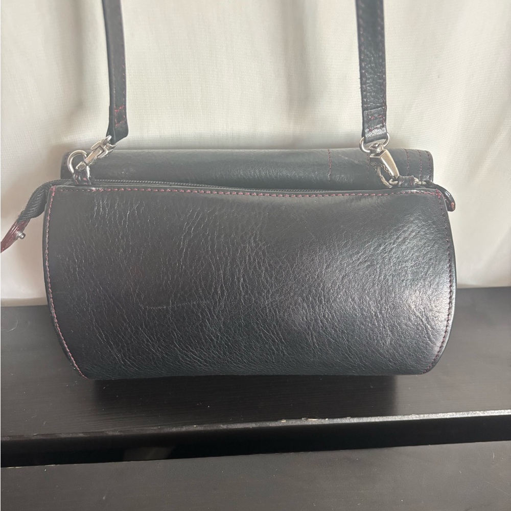 Vintage Brighton Black Leather Shoulder Bag with Red Heart - Picture 12 of 14